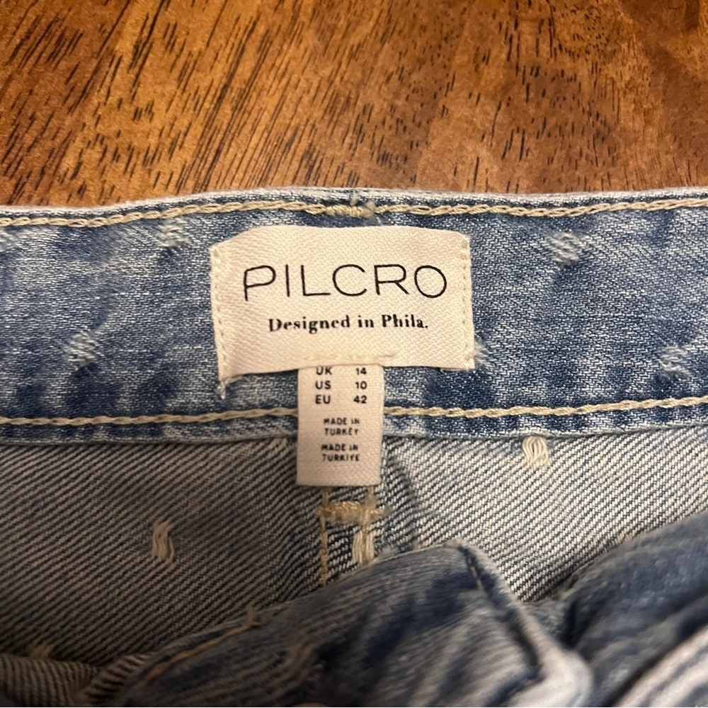 NWT ANTHROPOLOGIE PILCRO JACQUARD DENIM MINI SKIRT SIZE 10 - Picture 8 of 13